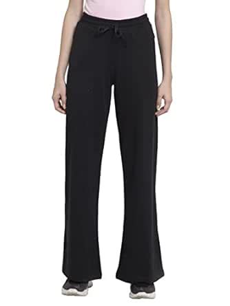 FEMEA Women Solid Wide Leg Track Pants (M, Black) : Amazon.in: Clothing ...