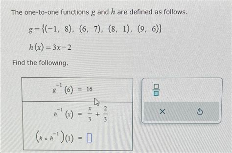 Solved The one-to-one functions g ﻿and h ﻿are defined as | Chegg.com