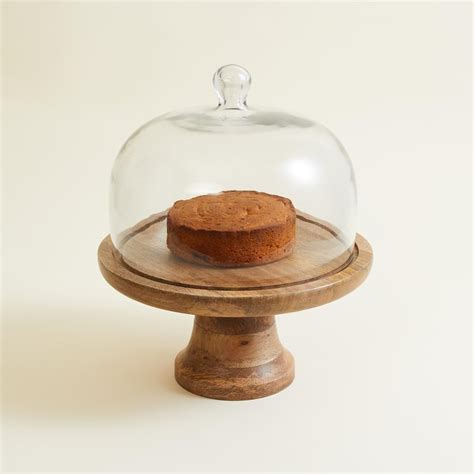 Buy Splendid Wood Cake Stand with Glass Lid from Home Centre at just ...