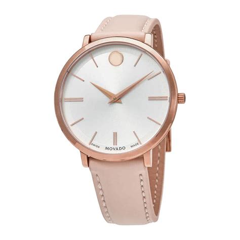 Buy Movado Leather Analog White Dial Women's Watch-607373.0, Band_Rose ...