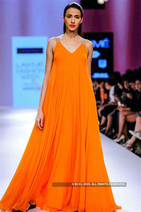 A model showcases a creation