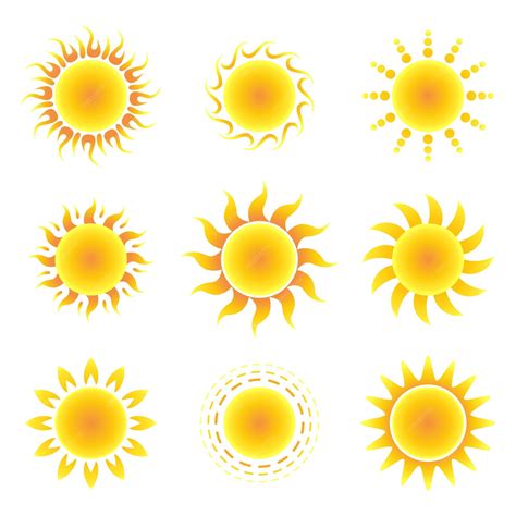 Conjunto de símbolo de sol | Vector Premium