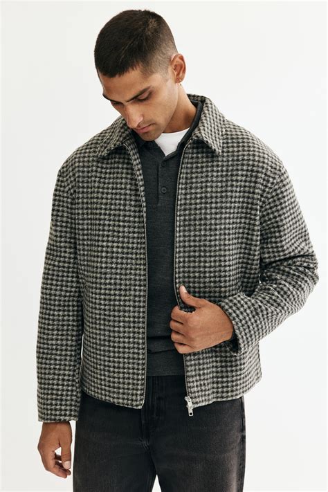 Regular Fit Felted overshirt - Grey/Checked - Men | H&M IN