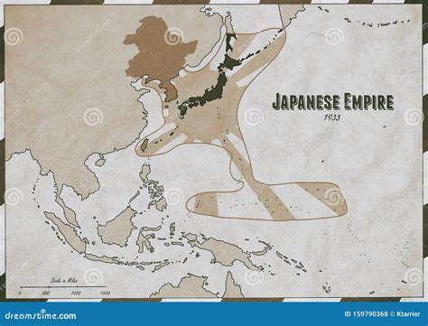 Hand Drawn Map of Japanese Empire in 1933 Stock Illustration ...