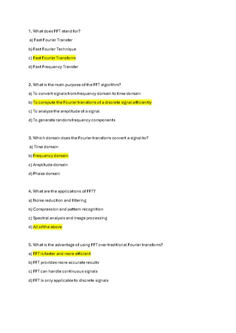 Unit 3 DAA MCQ by Tripurari - What does FFT stand for? a) Fast Fourier ...