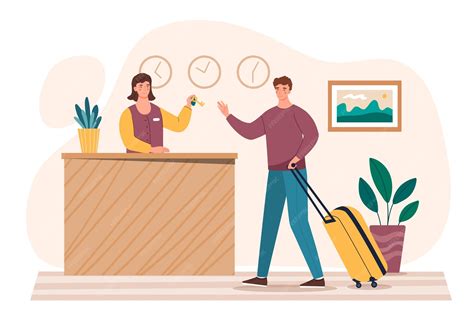 Premium Vector | Hotel check in