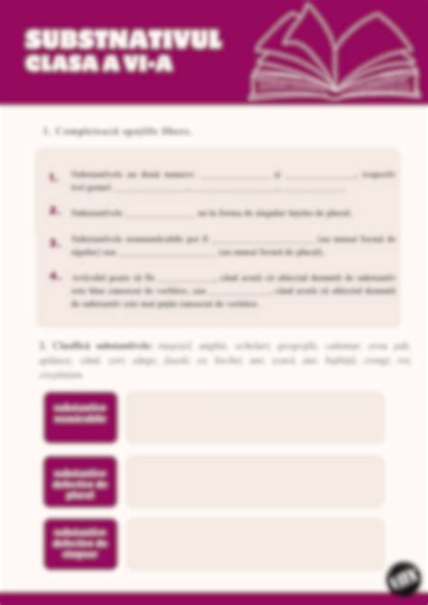 Fișă De Lucru: Substantivul (clasa A VI-a) + PDF