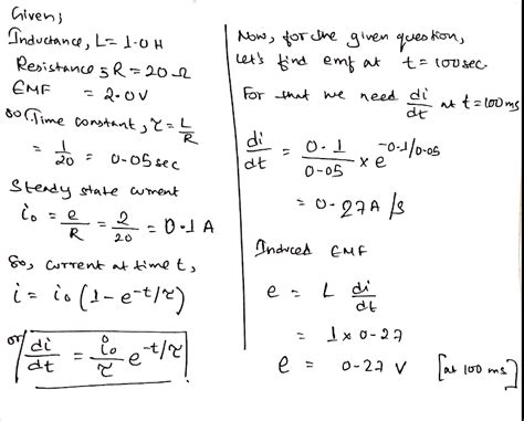 An LR circuit has L = 1.0H and R = 20Ω . It is connected across an emf ...