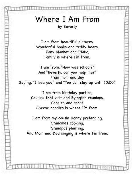 Where I M From Poem Template