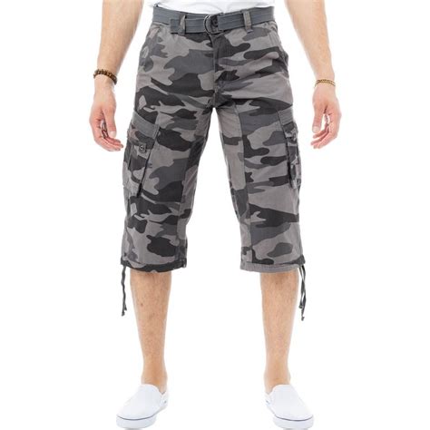XRay Mens Belted Long Cargo Shorts - Black Camo • Price