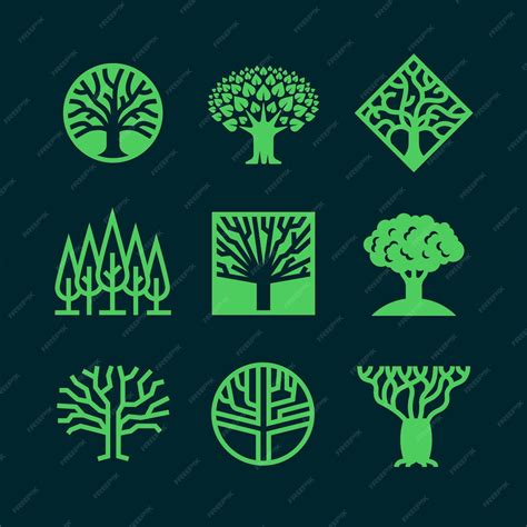 Abstract green tree logos. | Premium Vector