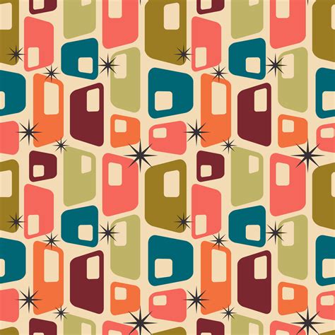 Aesthetic mid century printable seamless pattern with retro design ...
