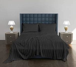 AVI 300 TC Satin Stripe Glace Cotton Flat Double Bedsheet with Two ...