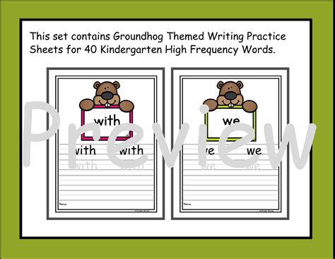 Groundhog Day Theme Kindergarten High Frequency Word Practice | Made By ...