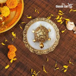 The Classic Cart Feng Shui/Vastu Metal Turtle/Tortoise In Golden Glass ...