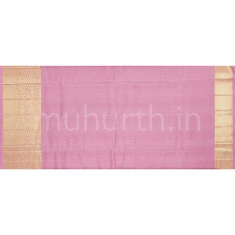 Golden Pure Tissue Organza Kanjivaram Silk Saree with with Pink – Muhurth