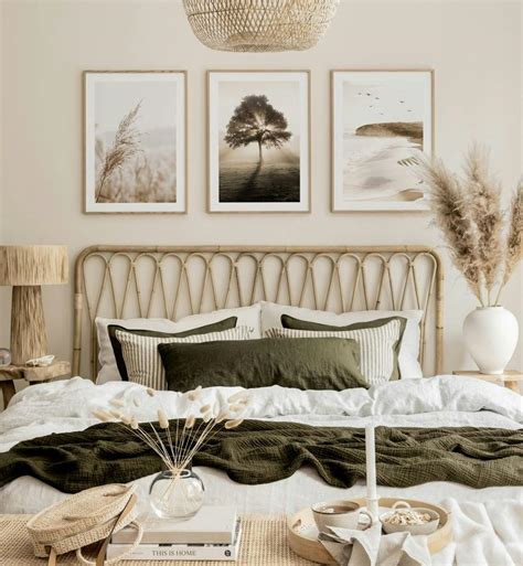Cozy Bedroom Gallery Wall | Natural Bedroom Art with Nature Photos ...
