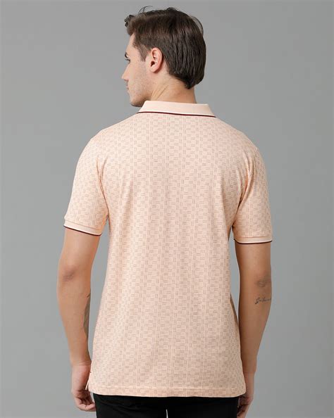 Classic Polo Men's Cotton Half Sleeve Printed Slim Fit Polo Neck Cream