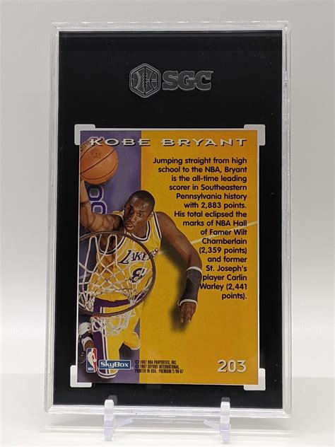 1996 Skybox Premium Kobe Bryant Rookie Card #203 SGC 8.5 Lakers - Hall ...