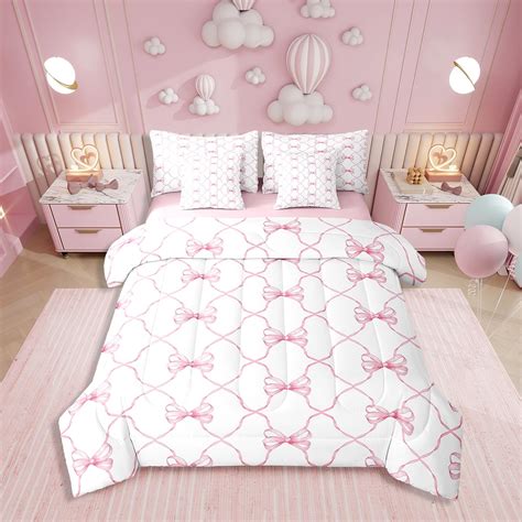 Pink Bow Bed In A Bag Cute Bowknot Twin Comforter Set 7 Piece Girls ...