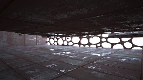 Empty smooth abstract room interior of sheets rusted metal ...