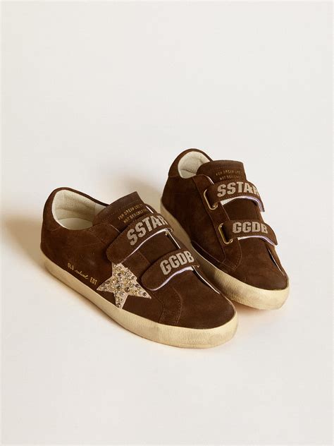 Women's Old School in brown suede with beige suede star with studs and ...