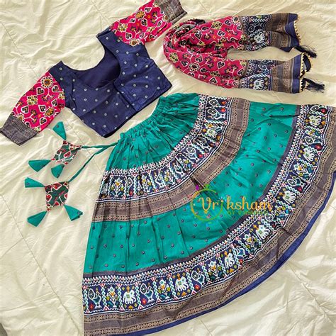 Blue Green Indian Traditional Girls Lehenga Set -VS832 – vrikshamindia