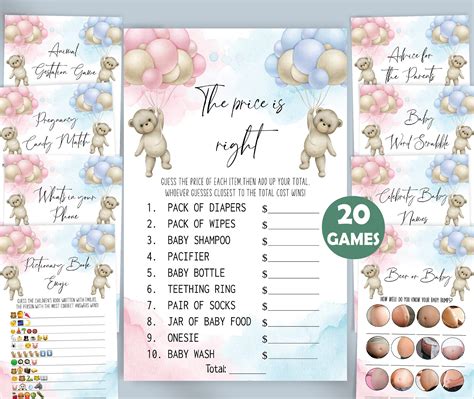 20 Gender Reveal Gamesprintable Gender Reveal Party Game - Etsy