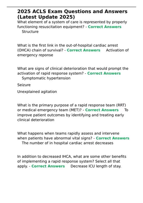 2025 ACLS Exam Questions and Answers (Latest Update 2025) - 2025 ACLS ...