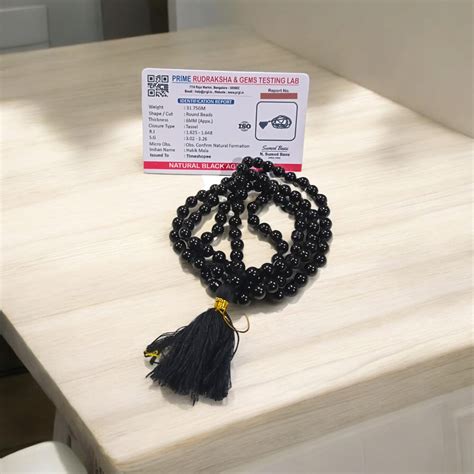Black Hakik Mala | 6MM Beads | 108+1 | Lab Certified | Timeshopee