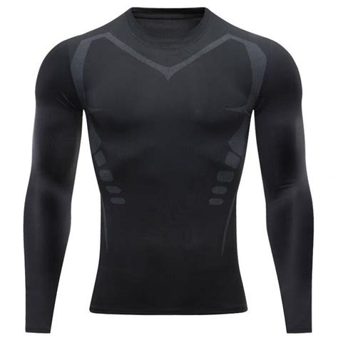 Black Mens Dress Shirts Men Compression Shirts Men Long Sleeve Base ...