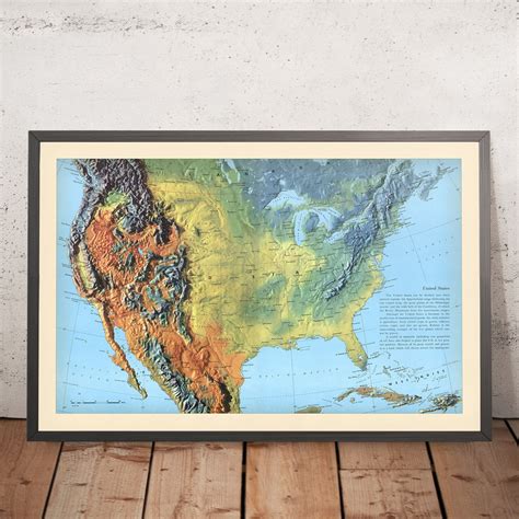Old Shadow Relief Map of North America by Debenham, 1958: Detailed Rel ...