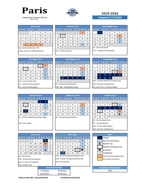 Paris Isd Calendar