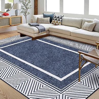 Garvee Modern Bordered Washable Area Rugs Soft Washable Floorcover Mat ...