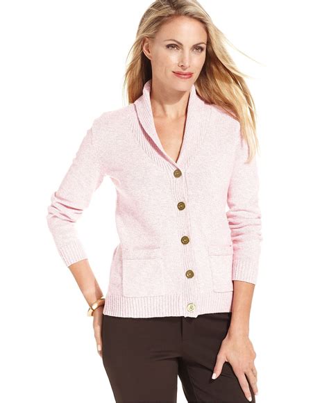 Karen Scott Petite Sweater, Long-Sleeve Shawl-Collar Cardigan - Macy's ...