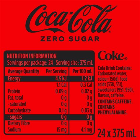 Coke Zero Nutrition Facts - Printable Nutrition Facts