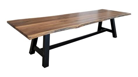 Live Edge Black Walnut Dining Table with 4 Leg Pedestal Base — EZ ...