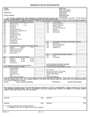 Fillable Online good faith estimate Fax Email Print - pdfFiller