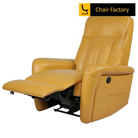 Lazio Mustard Yellow Leather Recliner Chair with Soft Padding & Lumbar ...
