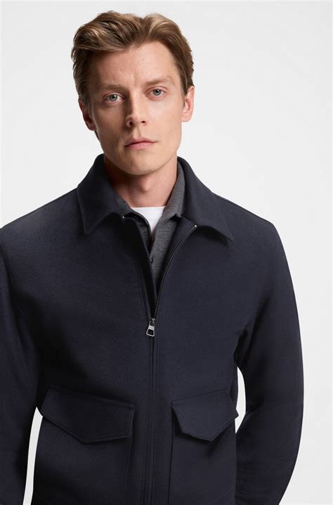 BOSS - BECKHAM x BOSS zip jacket in wool and cashmere - Dark Blue