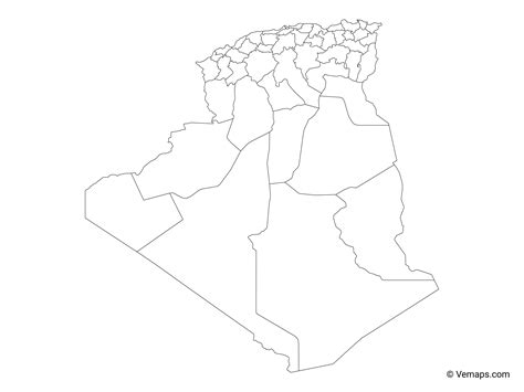Outline Map of Algeria with Provinces | Free Vector Maps