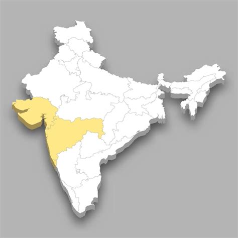 Localização da Zona Ocidental no mapa da Índia | Vetor Premium