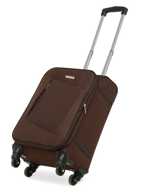 Unisex Brown Solid Soft Sided Cabin Size Trolley Bag – Teakwood Leathers