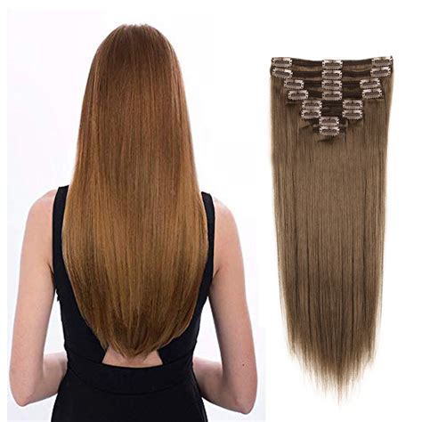 LELINTA 8pcs 14" 16" 18" 20" 22" Clip in Hair Extensions Remy Human ...