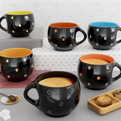 Buy The Earth Store Stylish Ceramic Handcrafted Black Pari Dot Printed ...