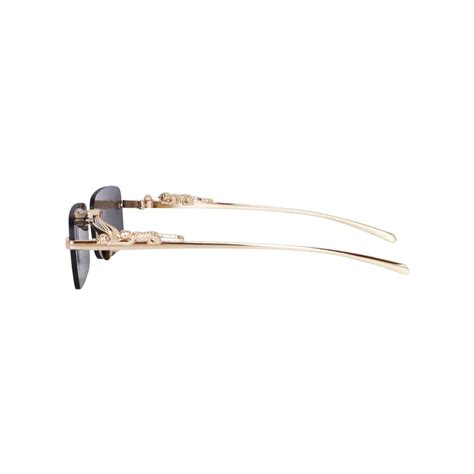 4Flaunt HautRim Series Rimless Rectangle Unisex Sunglasses - Gold Black