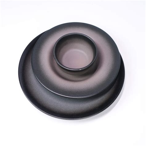 Dual Black Toned 4-piece Dinner Set | Handmade | Microwave-safe ...