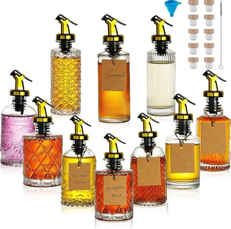 Amazon.com - KAMJUNTAR Coffee Syrup Dispenser Set of 10, Glass Syrup ...