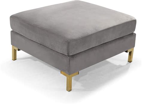 Iconic Home Girardi Grey Velvet Chaise Ottoman India | Ubuy