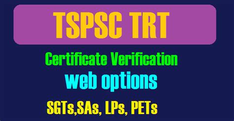 TSPSC TRT SA, SGT Web options, Certificates verification dates for Bio ...